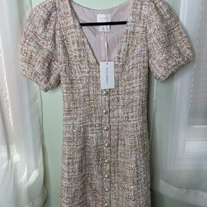 Foxiedox Cream Tweed Midi Dress